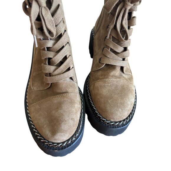 Vince Camuto Womens Mindinta Chain Trim Combat Boot With Lug Sole & Suede Upper - Picture 12 of 13